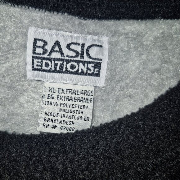 BASIC EDITIONS fleece sweatshirt black in size 2-XL - Picture 9 of 9